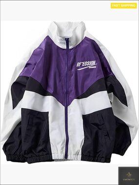 Windbreaker Jacket Y2K Oversized Vintage 90s Streetwear Full-Zip Casual Coat